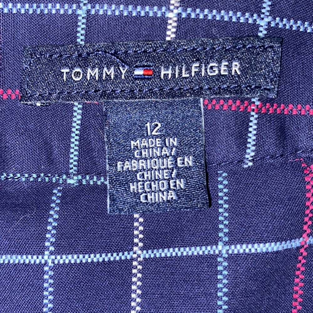 Tommy Hilfiger 2 Pocket Small Windowpane Navy Blue Plaid Mini Skirt. Size 12 - Picture 7 of 8